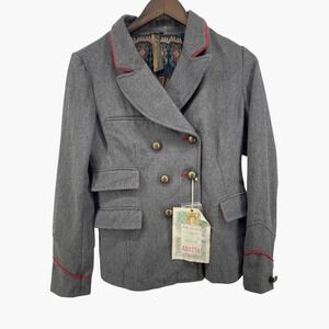 Aratta Silent Journey Gray Wool Blend Double Breasted Blazer‎ Size S